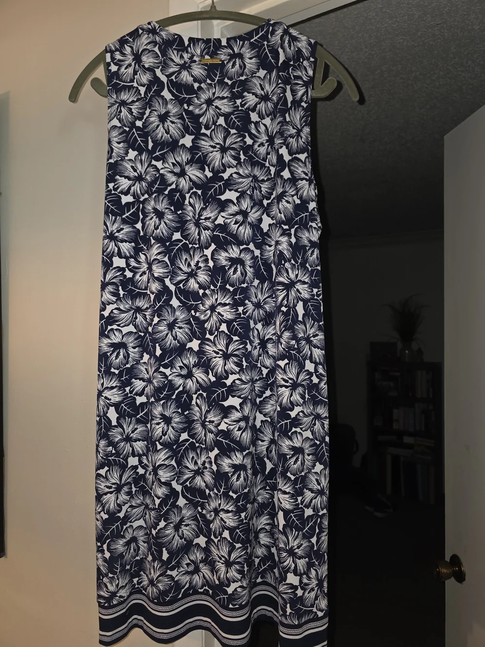 Michael Kors Navy & White Floral Sleeveless Midi Dress